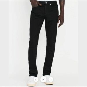 FRAME L'Homme Slim Stretch Denim Mid Rise Slim Leg Regular Length Black Jeans 30